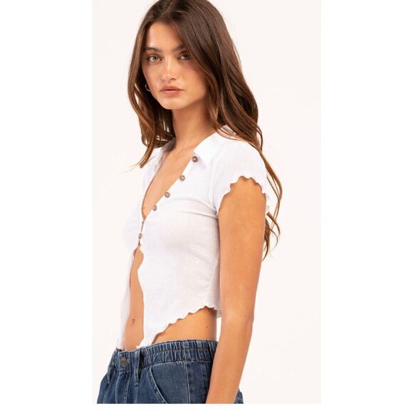 BDG Urban Outfitters Womens White sheer Tie Button Up Shirt small - Picture 3 of 9